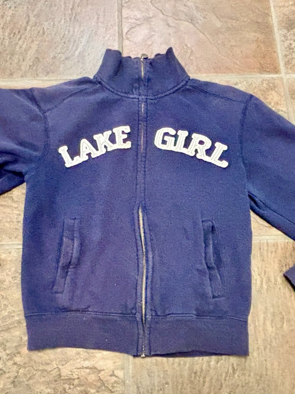 ~~Lake Girl Hoodie Woman’s XS Full Zip EMBROIDERED Navy Blue